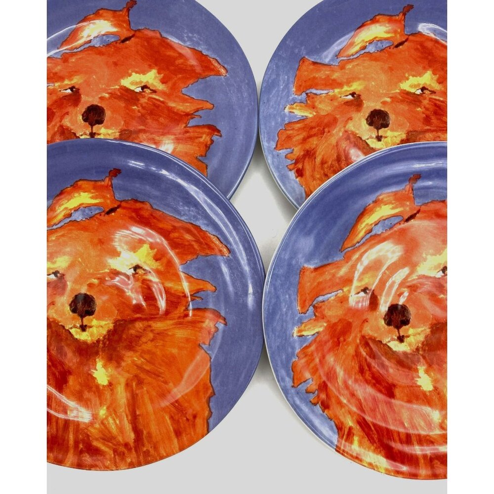 Anthropologie Bianca Carole Akins Furry Friends Salad Plates Set of 2
